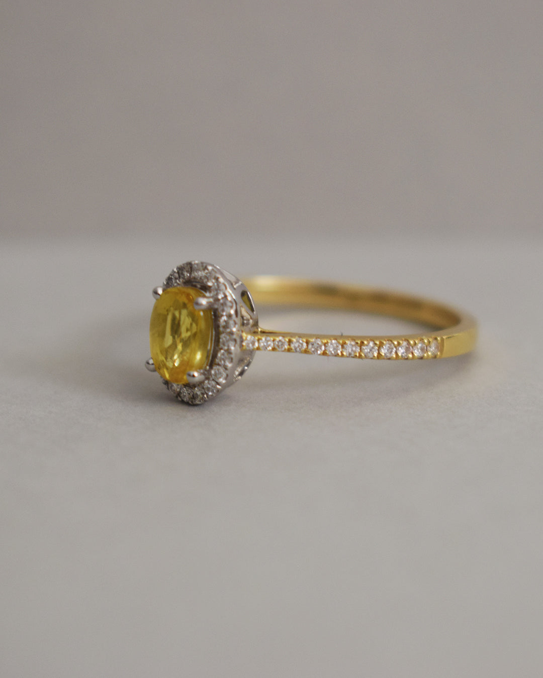 Oval Yellow Sapphire & Diamond Cluster 18ct Gold Ring