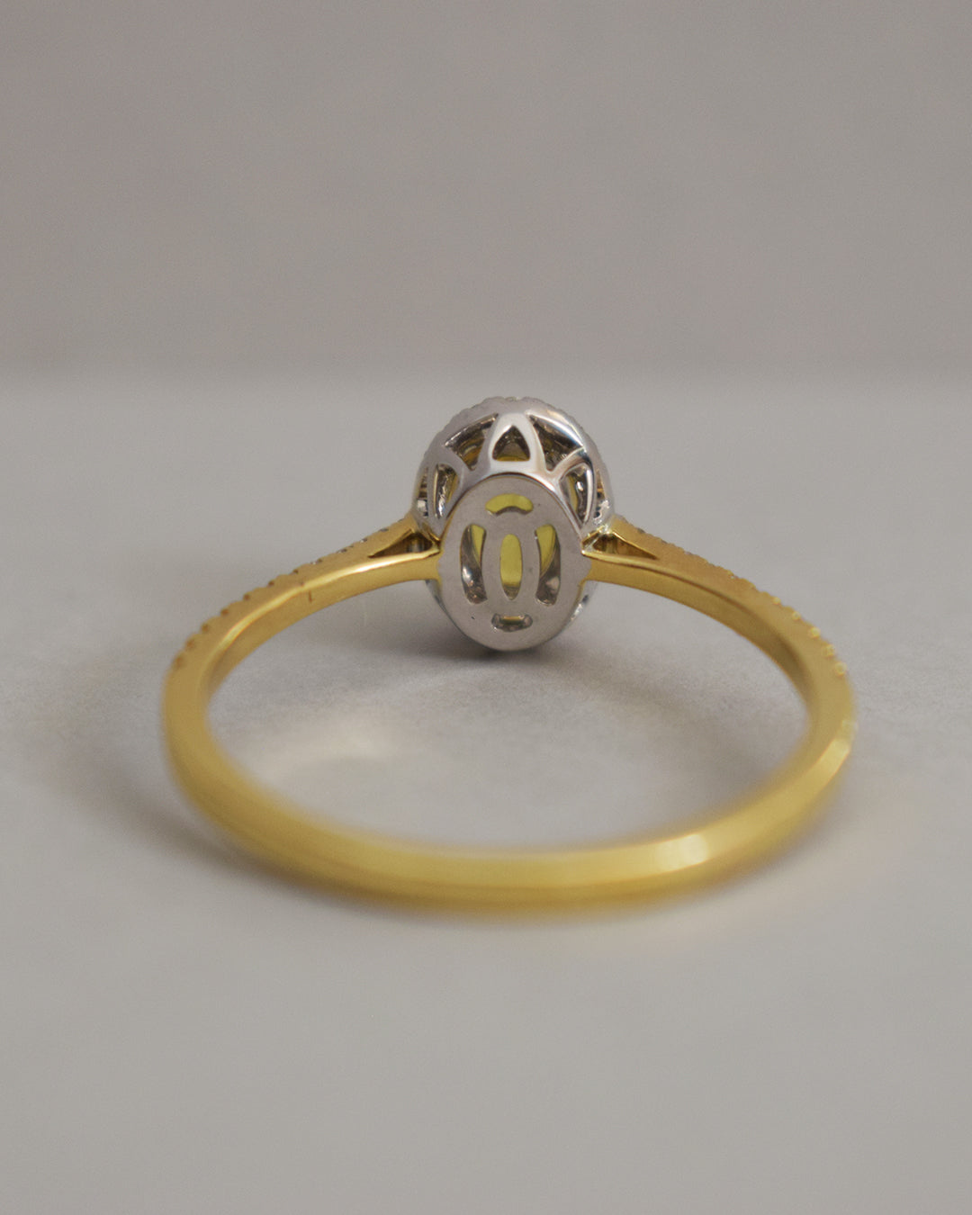 Oval Yellow Sapphire & Diamond Cluster 18ct Gold Ring
