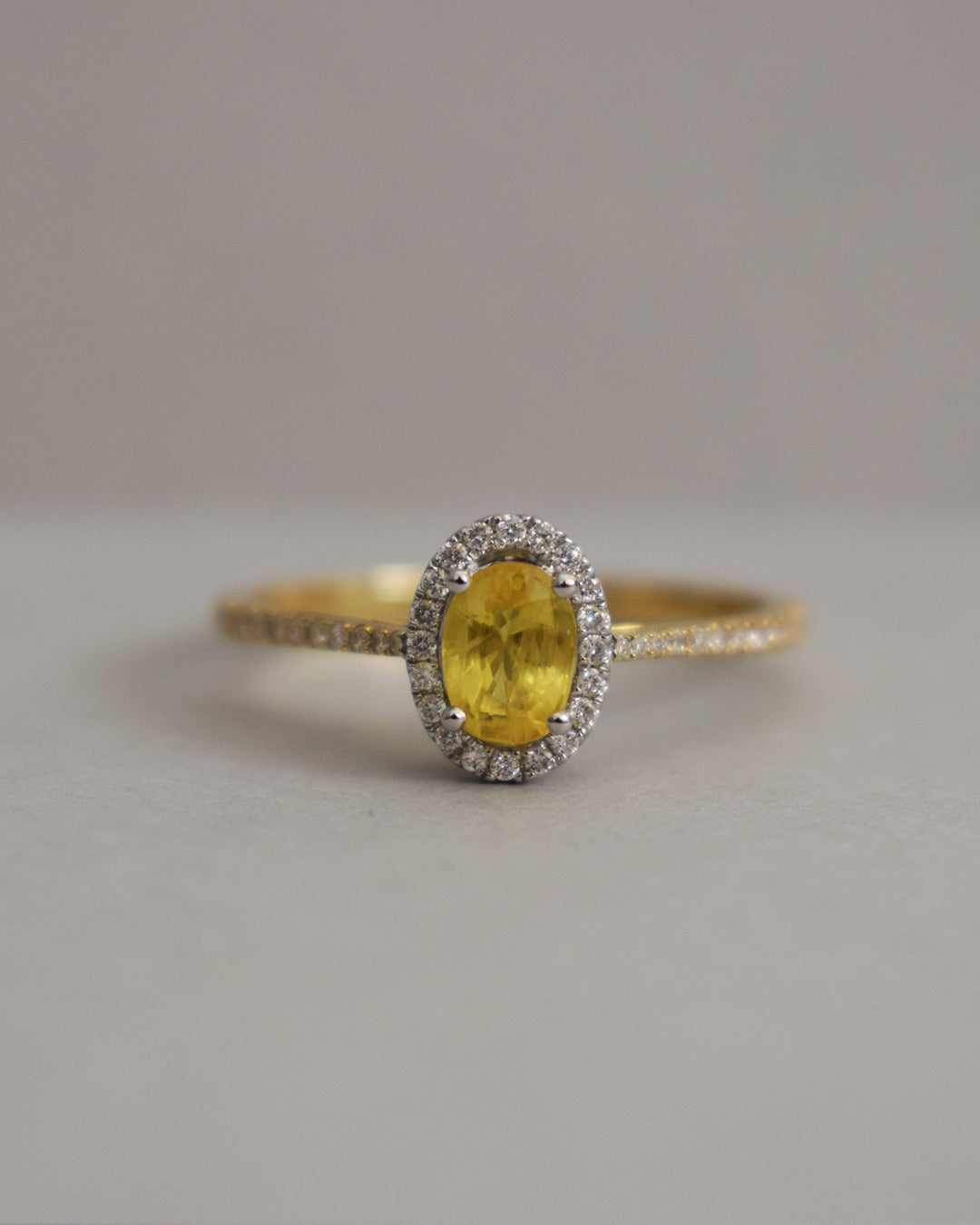 Oval Yellow Sapphire & Diamond Cluster 18ct Gold Ring