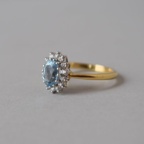 Aquamarine and Diamond 18ct Gold Ring
