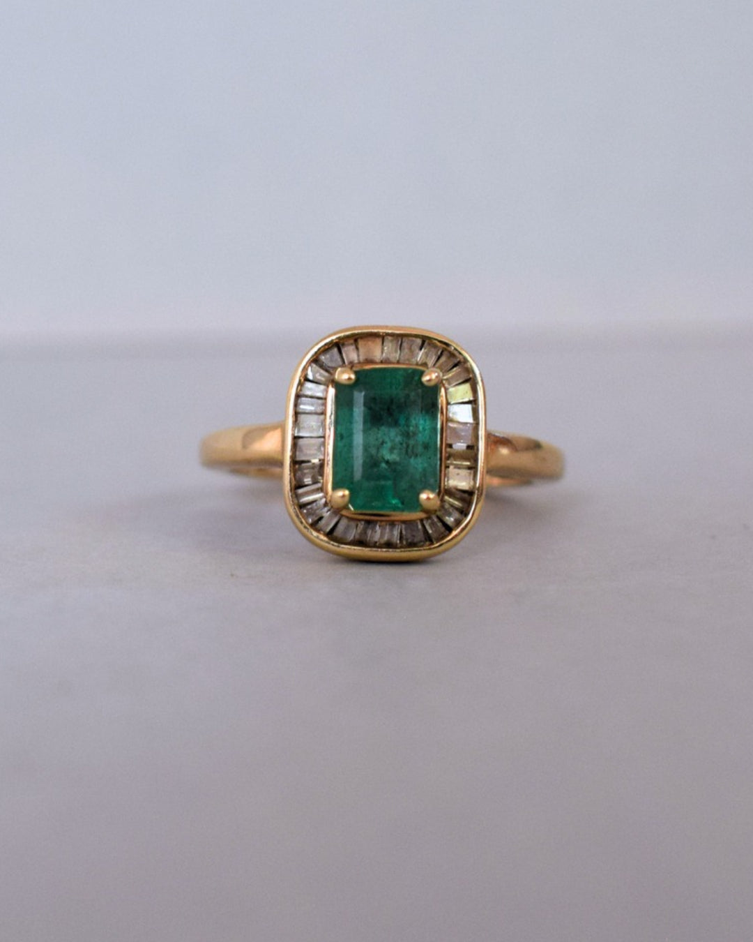 Emerald and Diamond Statement 9ct Gold Ring