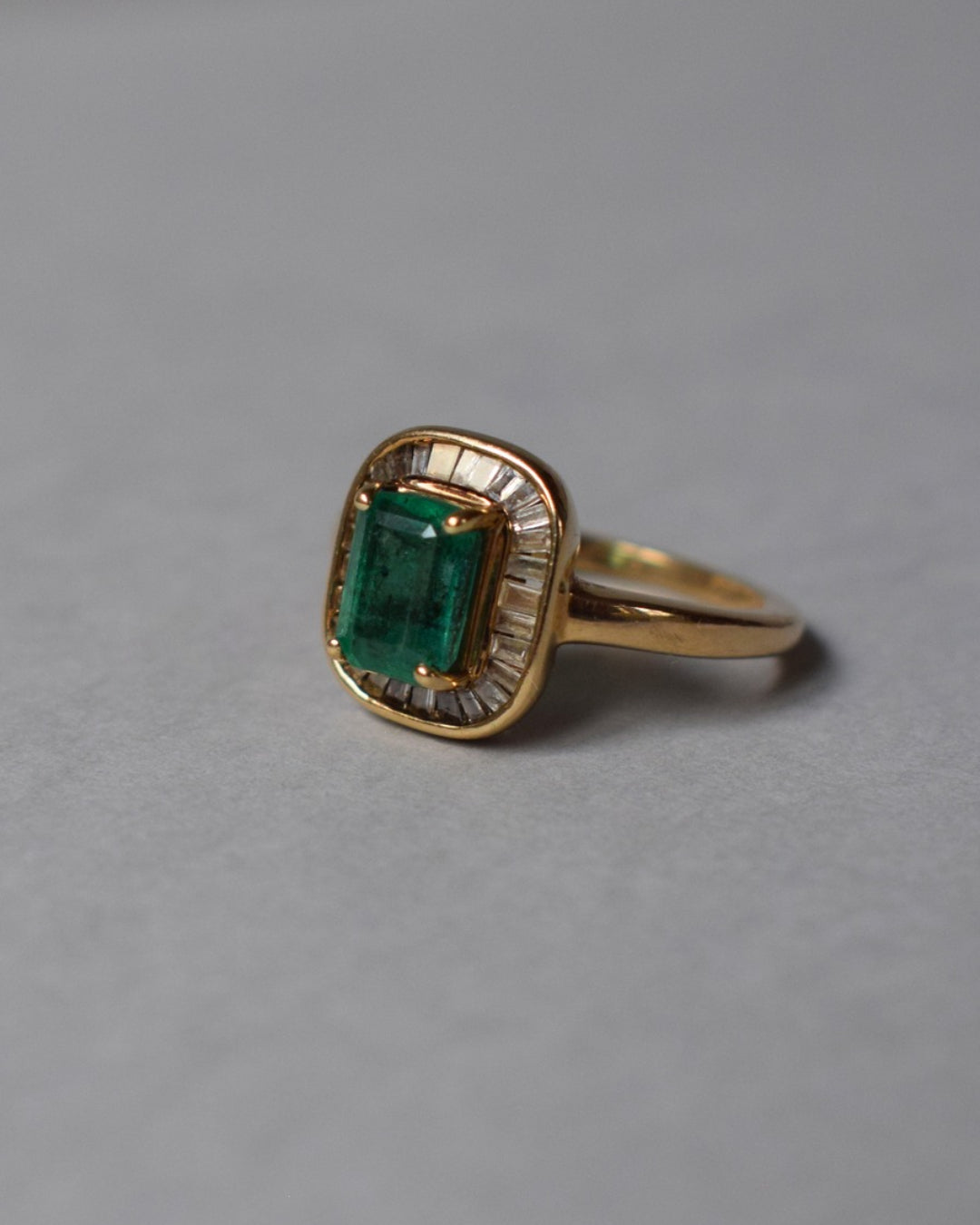 Emerald and Diamond Statement 9ct Gold Ring