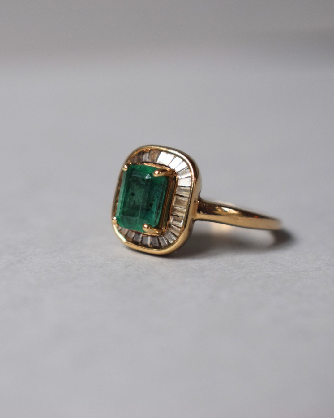 Emerald and Diamond Statement 9ct Gold Ring