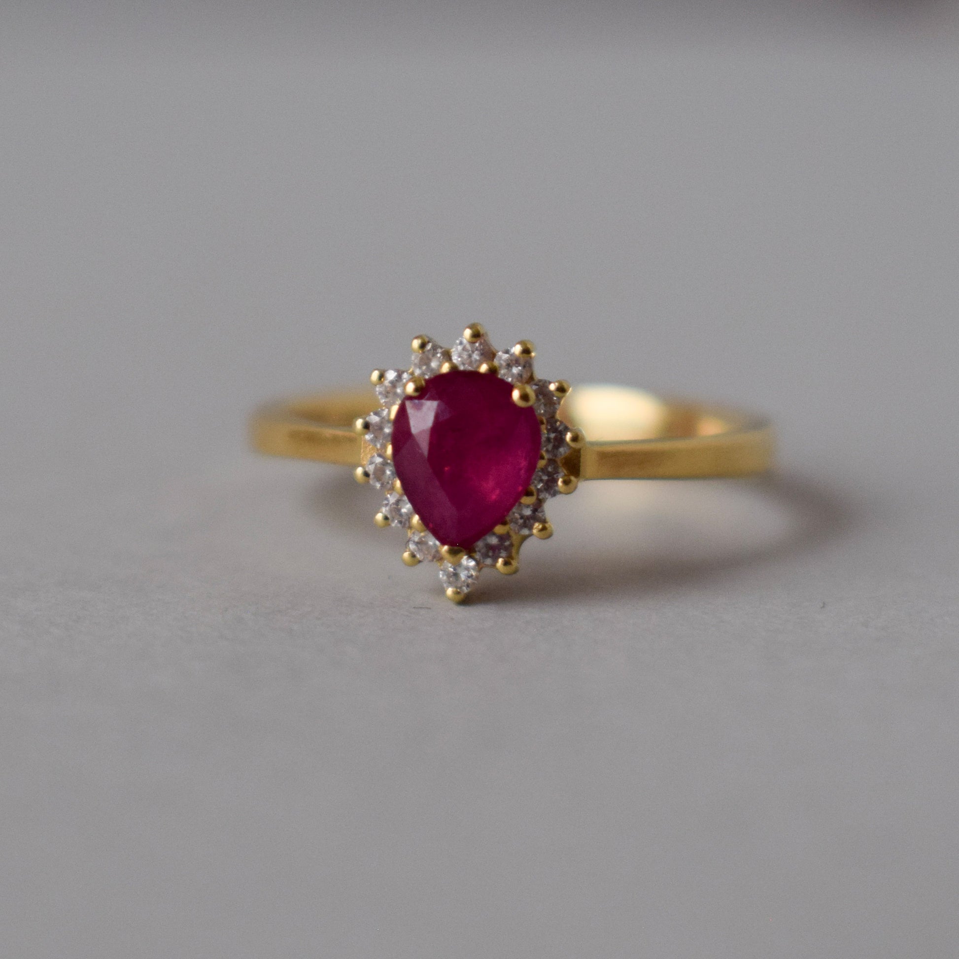 Ruby and Diamond Pear 18ct Gold Ring