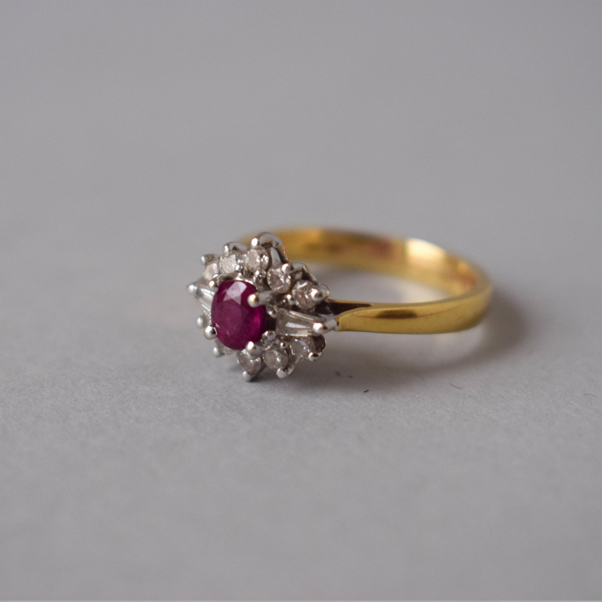 Ruby and Diamond Cluster 18ct Gold Ring