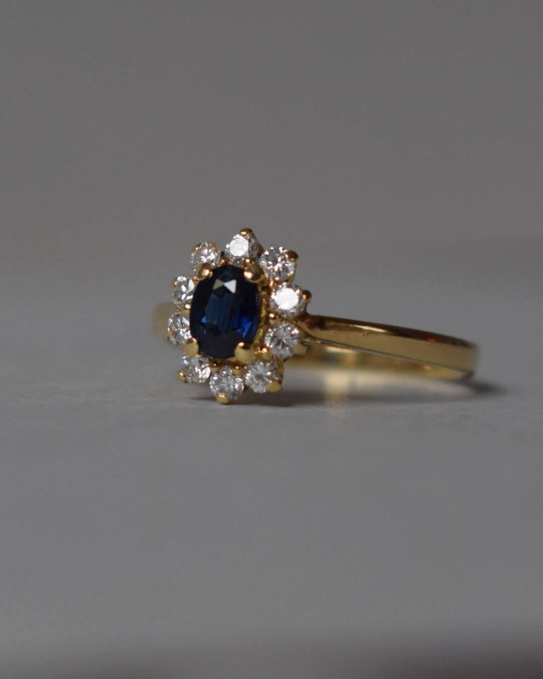 Sapphire and Diamond Cluster 18ct Gold Ring