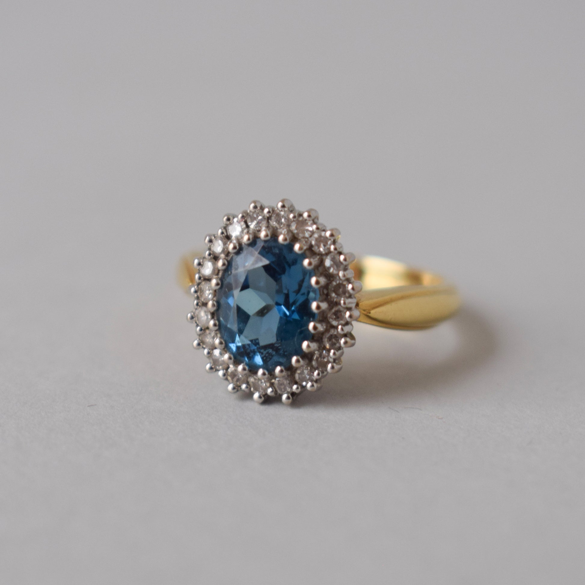 Blue Topaz and Diamond 18ct Gold Ring